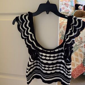 Black and White Knit Crop Top